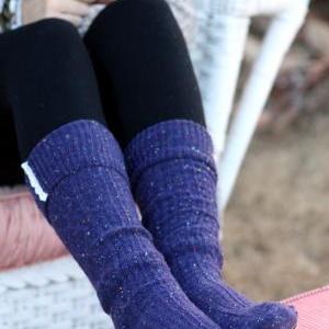 Knitted Purple Blue Boot socks, Win..