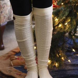 white above knee socks