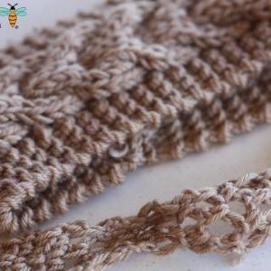 Knitted Headband - Ivory, Bow , Cable Knit..