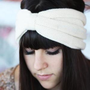 Headband - Knitted , Streatch, Linen White..