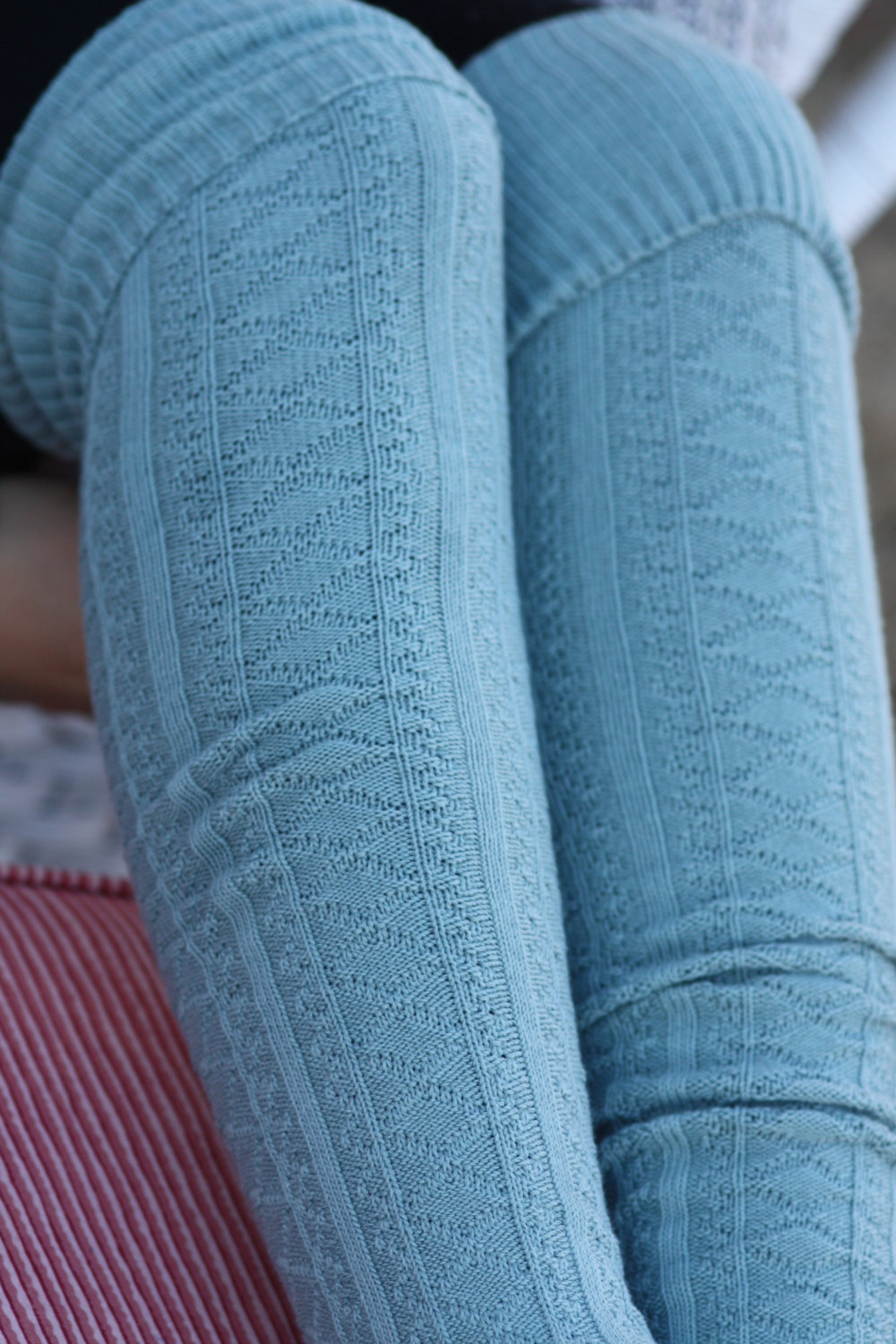 Above Knee Socks, Thick Cotton Socks, Extra Long Socks, Boot Socks,Blue