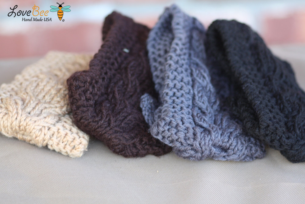 Knitted Headband - Black, Bow , Cable Knit ,infinity, Crochet, Linen,Wide Headband, Turban, Christmas Gift