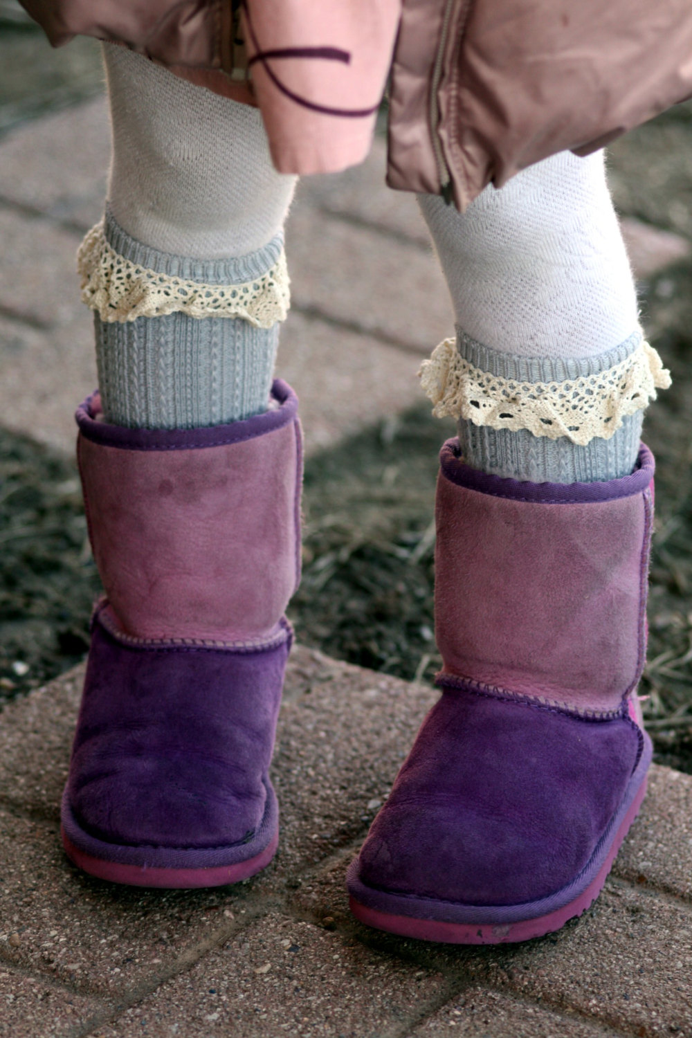 Kids Vintage socks - Light blue, Crochet socks, Girls Vintage Lace socks, Boho, Knitted , Cotton, Organic , Boot Socks, Crochet, Ivory Lace