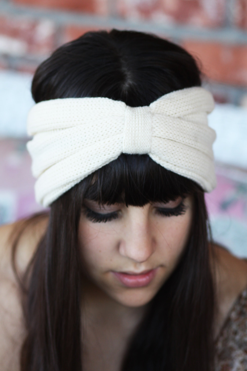 Headband Knitted , Streatch, Linen White ,infinity, Wide Headband, Turban, Christmas Gift on