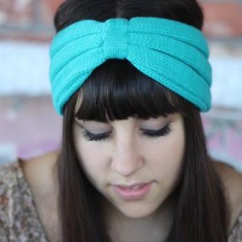 Headband -Turquoise, Blue, Sky, Knitted , infinity, Wide Headband, Turban, Christmas Gift